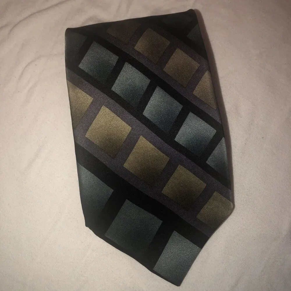 Jimmy V 100%‎ Silk Neck Tie Blue/Green Patterned/purple/black